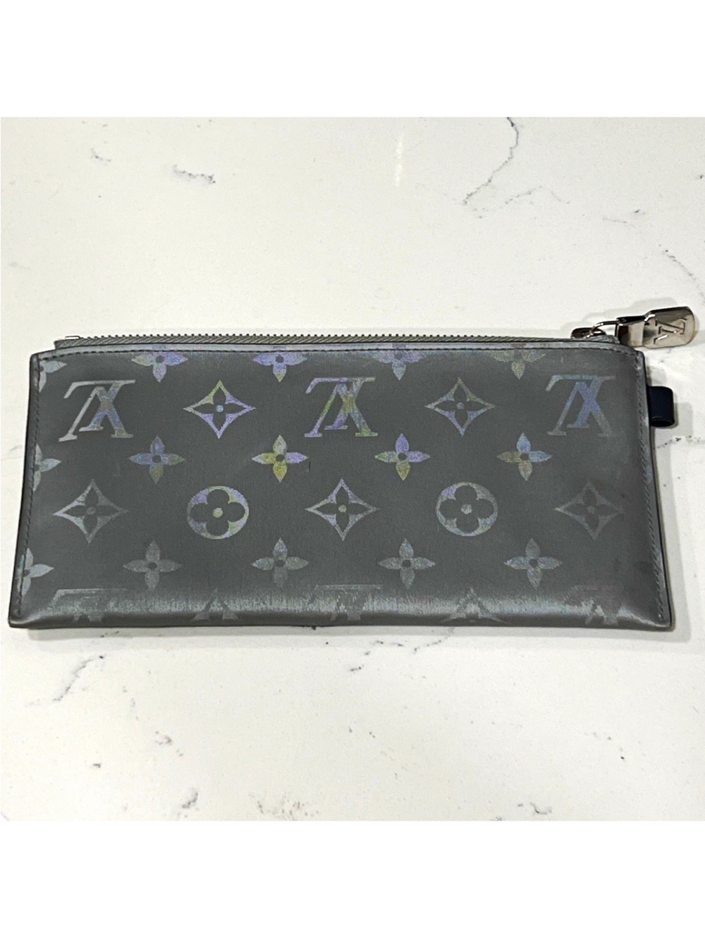 Louis Vuitton M44178 Monogram Satellite Alpha Pouch Silver Virgil Abloh SS19 COA